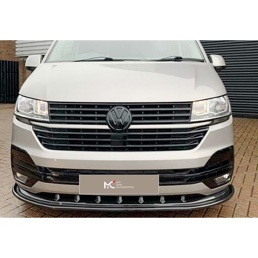 VW Transporter T6.2 2019+ - Ön Lip A Plus+ Standart V4 Stil, Piano Black Parlak Ürün Yüzeyi, Vkm.