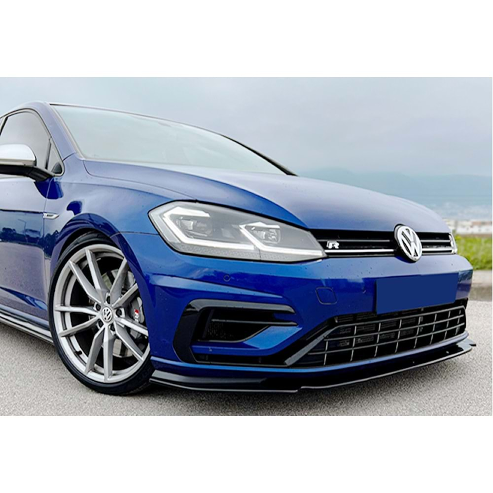 VW Golf Mk7 FL 2017+ - Ön Lip A Plus+ R Custom V1 Stil, Piano Black Parlak Ürün Yüzeyi, Vkm.