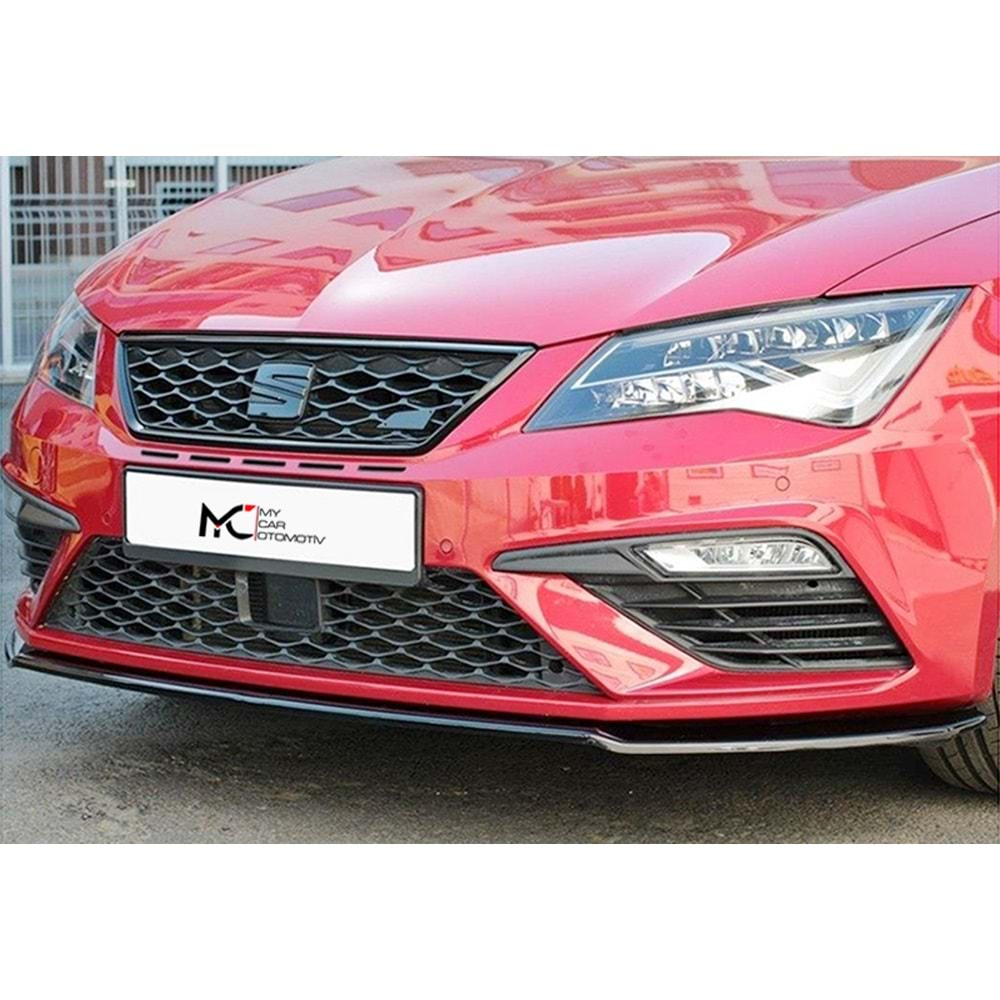 Seat Leon Mk3 FL 2017+ - Ön Lip Cupra FR A Plus+ V2 Max Design, Piano Black Glossy Product Surface, Vkm.