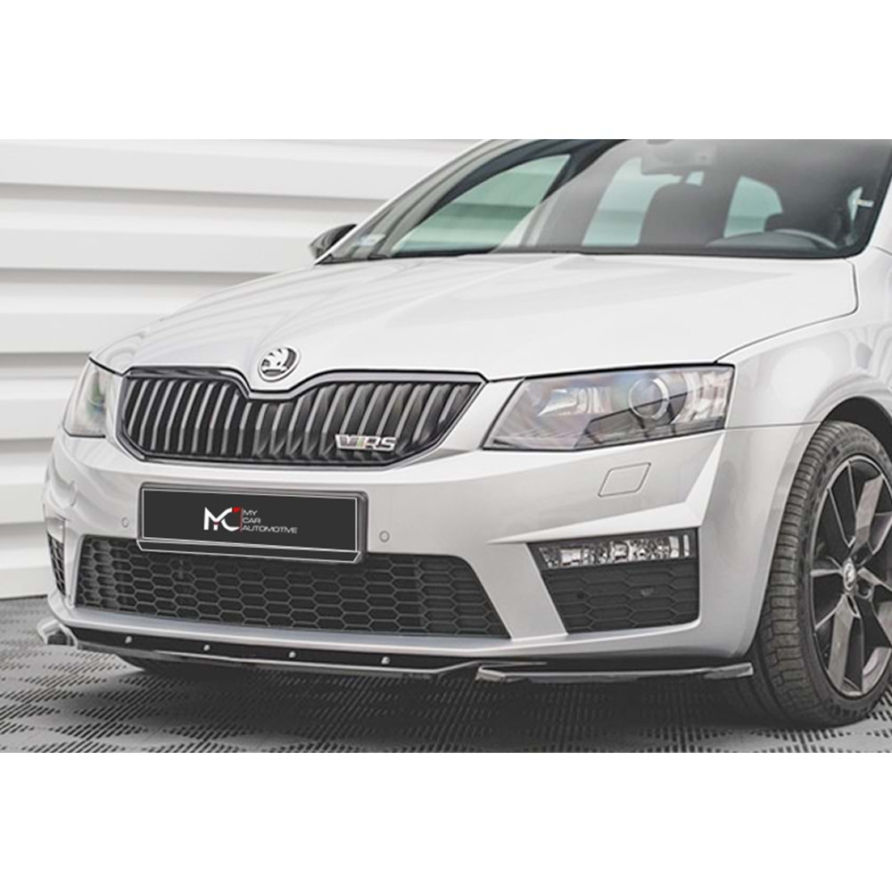 Skoda Octavia Mk3 RS 2013+ - Ön Lip Max A Plus+ V4 Stil, Piano Black Parlak Ürün Yüzeyi Vkm.