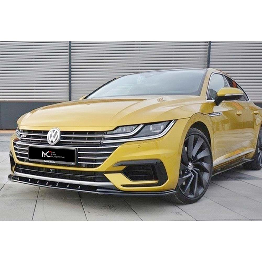 VW Arteon Mk1 2017+ - Ön Lip Max A Plus+ R Line V3 Stil, Piano Black Parlak Ürün Yüzeyi, Vkm.