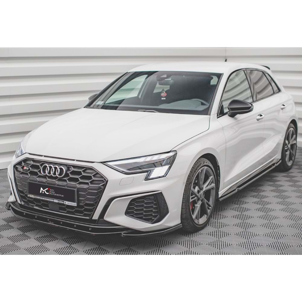 Audi A3 S 8Y 2020+ - Tampon Lipi/Ön, A Plus S3/S Line V4 Stil, Piano Black Parlak Ürün Yüzeyi, Vakum