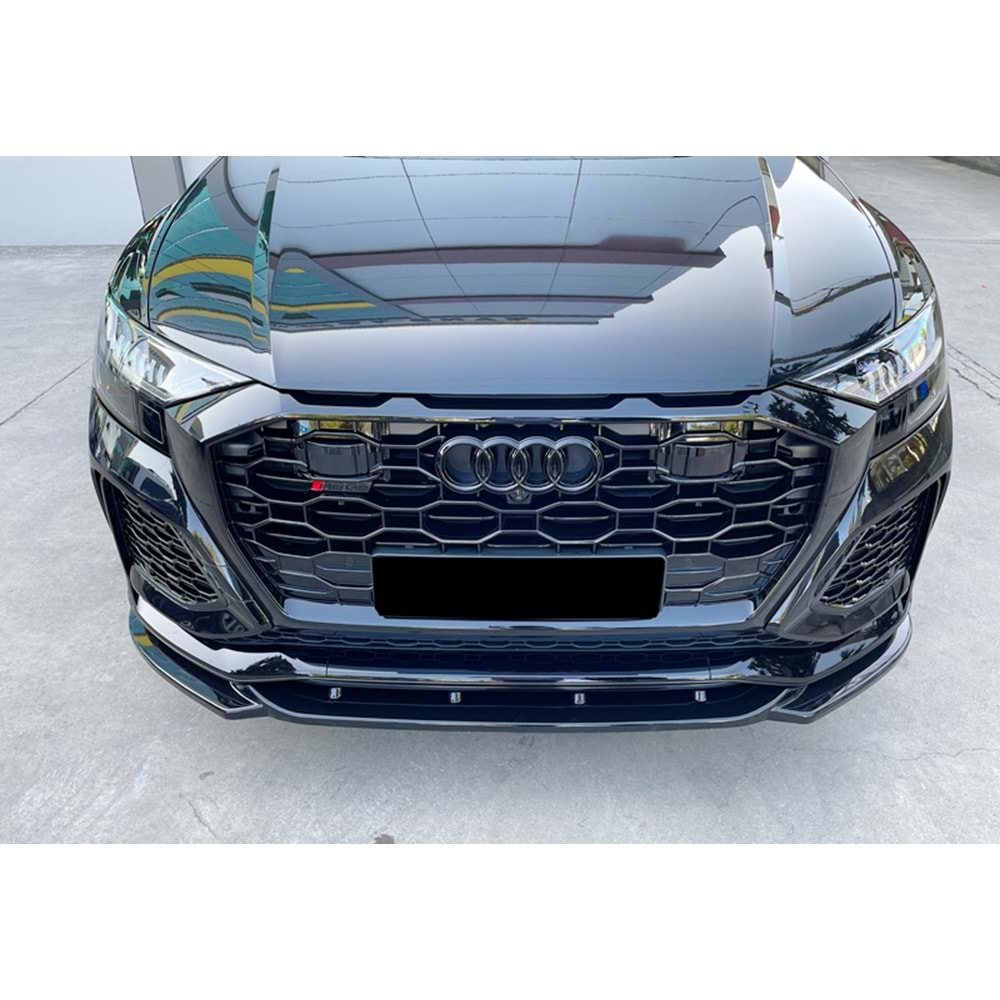 Audi Q8 RS Mk1 2019+ - Ön Lip Max A Plus+ RS V1 Stil, Piano Black Parlak Ürün Yüzeyi Vkm.