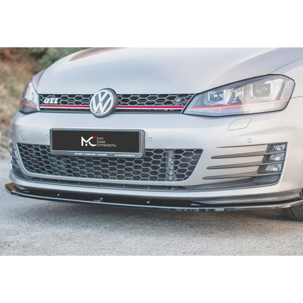 VW Golf Mk7 2012+ - Ön Lip Max A Plus+ GTI V1A Stil, Piano Black Parlak Ürün Yüzeyi, Vkm.