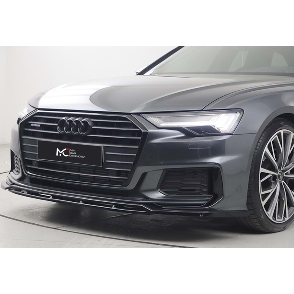 Audi A6 S6 C8 2018+ - Ön Lip A Plus+ S6/S6 Line V3 Stil, Piano Black Parlak Ürün Yüzeyi, Vkm., Set