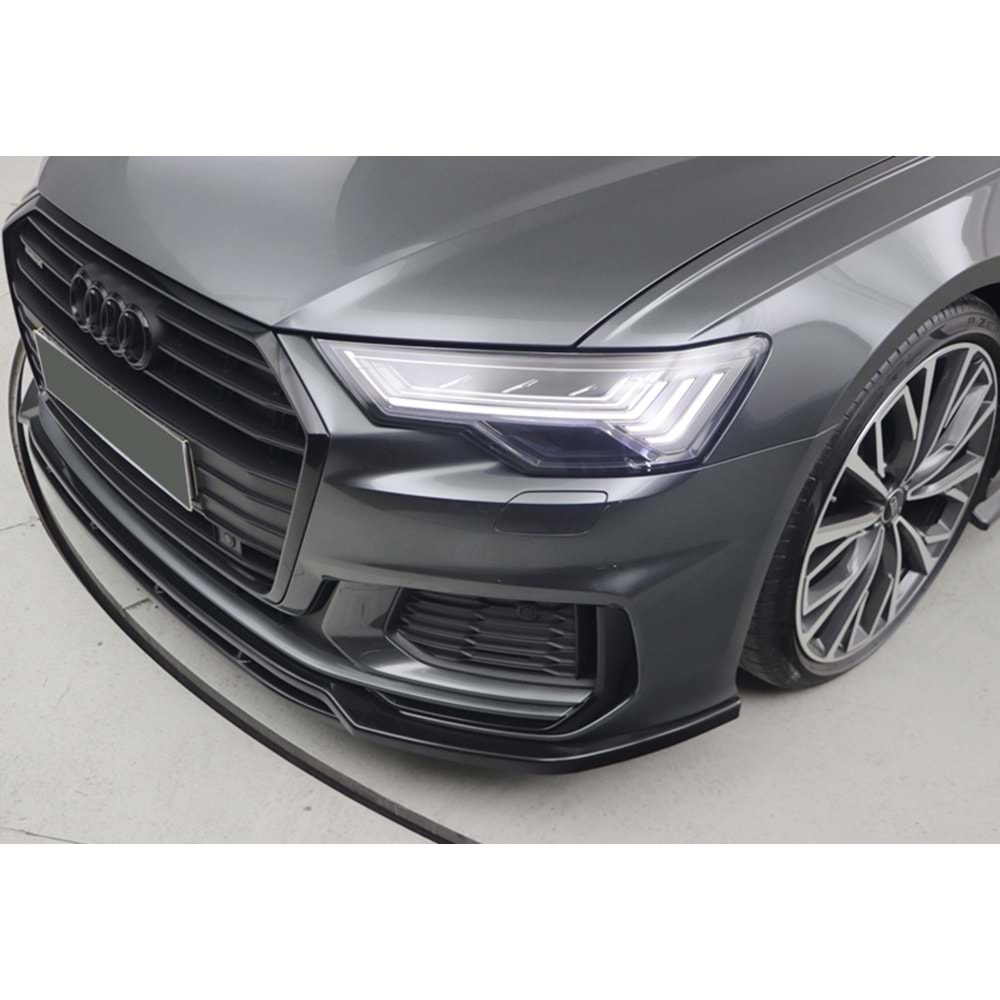 Audi A6 S6 C8 2018+ - Ön Lip A Plus+ S6/S6 Line V3 Stil, Piano Black Parlak Ürün Yüzeyi, Vkm., Set