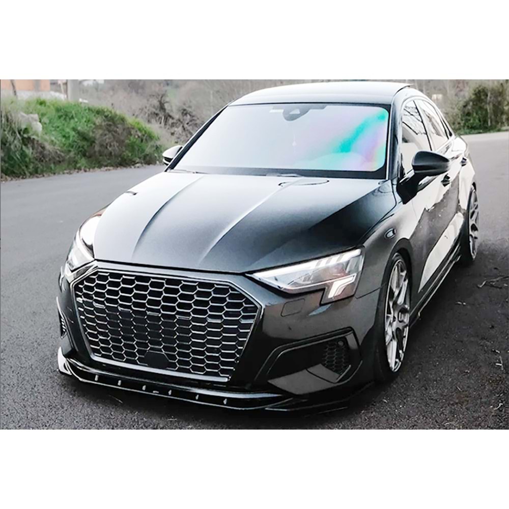 Audi A3 8Y HB/SD 2020+ - Tampon Lip/Lip, A Plus Std. Line V1 Stil, Piano Black Parlak Ürün Yüzeyi, Vakum