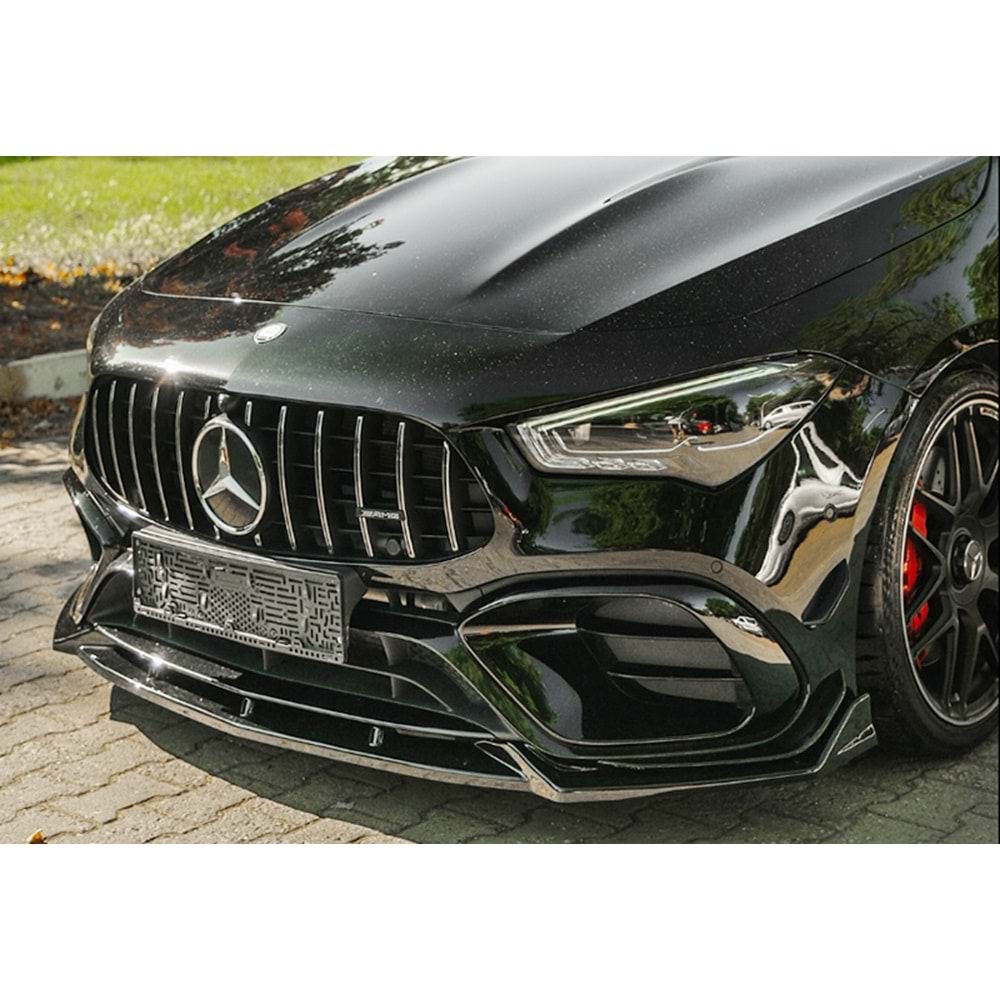 M. Benz C118 CLA45 2019+ - Tampon Lipi/Ön, A Plus CLA45 S Aero Pack V1 Stil, Piano Black Parlak Ürün Yüzeyi, Vakum