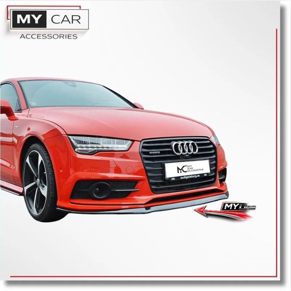 Audi A7 C7 FL 2014+ - Tampon Lipi/Ön, A Plus S7 S Line V1 Stil, Piano Black Parlak Ürün Yüzeyi, Vakum