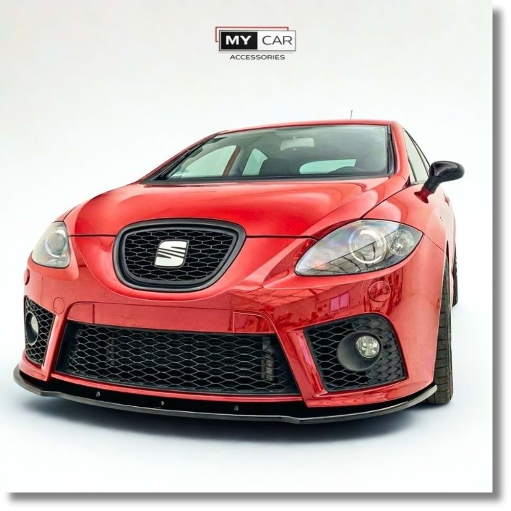 Seat Leon Mk2 2005+ - Tampon Lipi/Ön, A Plus Cupra/FR V1 Stil, Piano Black Parlak Ürün Yüzeyi, Vakum