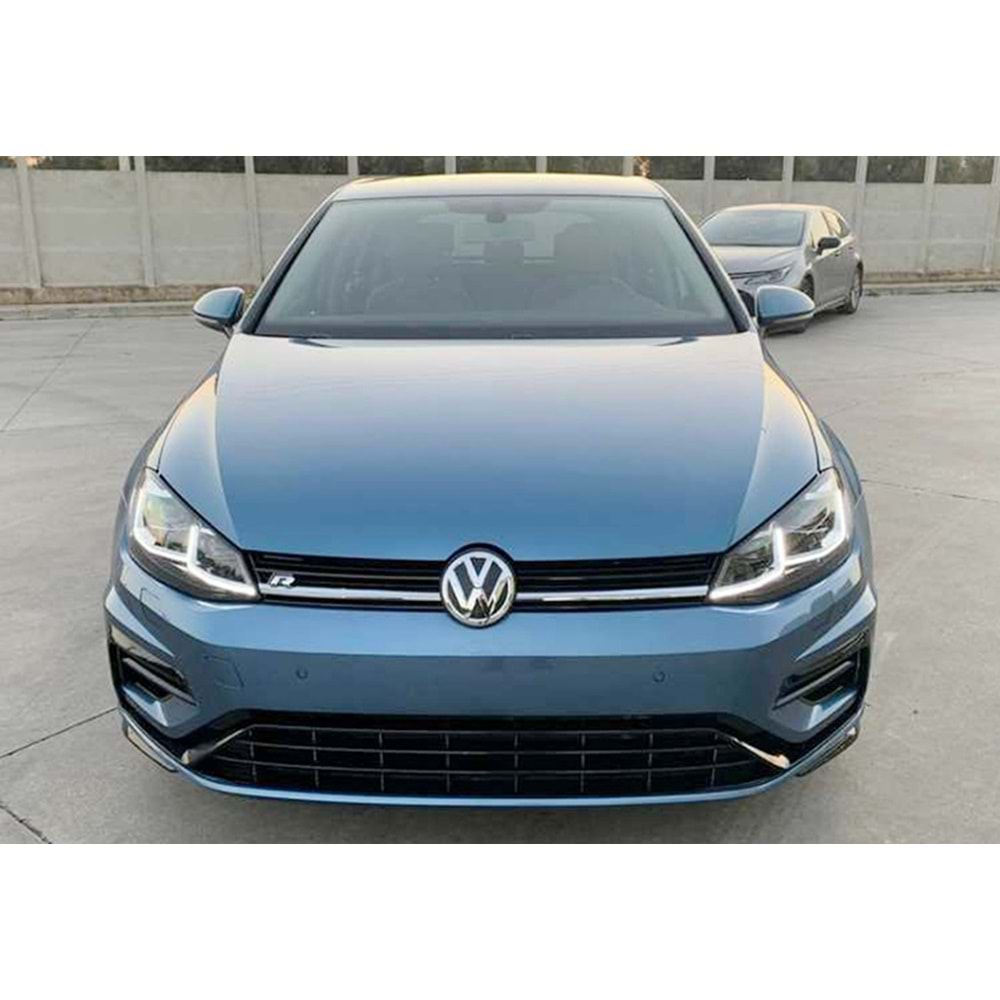 VW Golf Mk7 2012+ - Far 7.5 Dizayn R Stil, Mercek, DRL/Kayar Sinyal, Mat Siyah İç Ürün Yüzeyi, Set