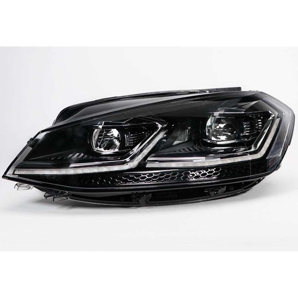 VW Golf Mk7 FL 2017+ - Far R Stil, Mercek, DRL Led Kayar Sinyal, Mat Siyah İç Yüzey, PC Set