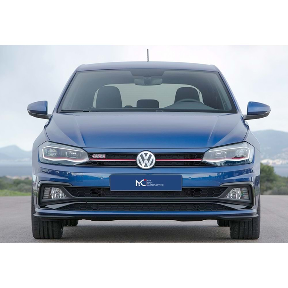 VW Polo Mk6 2018+ - Far GTI Stil Kırmızı Şerit, Led Sinyal DRL Mercek Siyah İç Yüzey Set