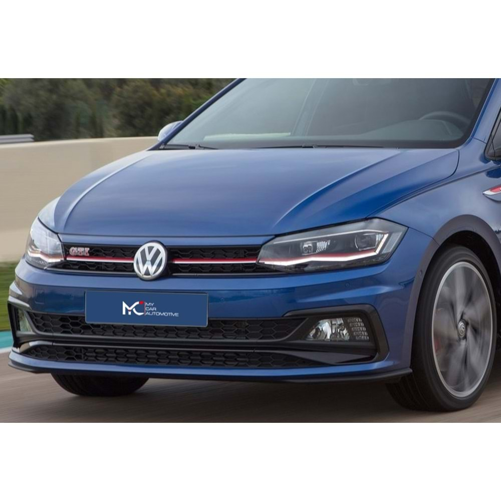 VW Polo Mk6 2018+ - Far GTI Stil Kırmızı Şerit, Led Sinyal DRL Mercek Siyah İç Yüzey Set