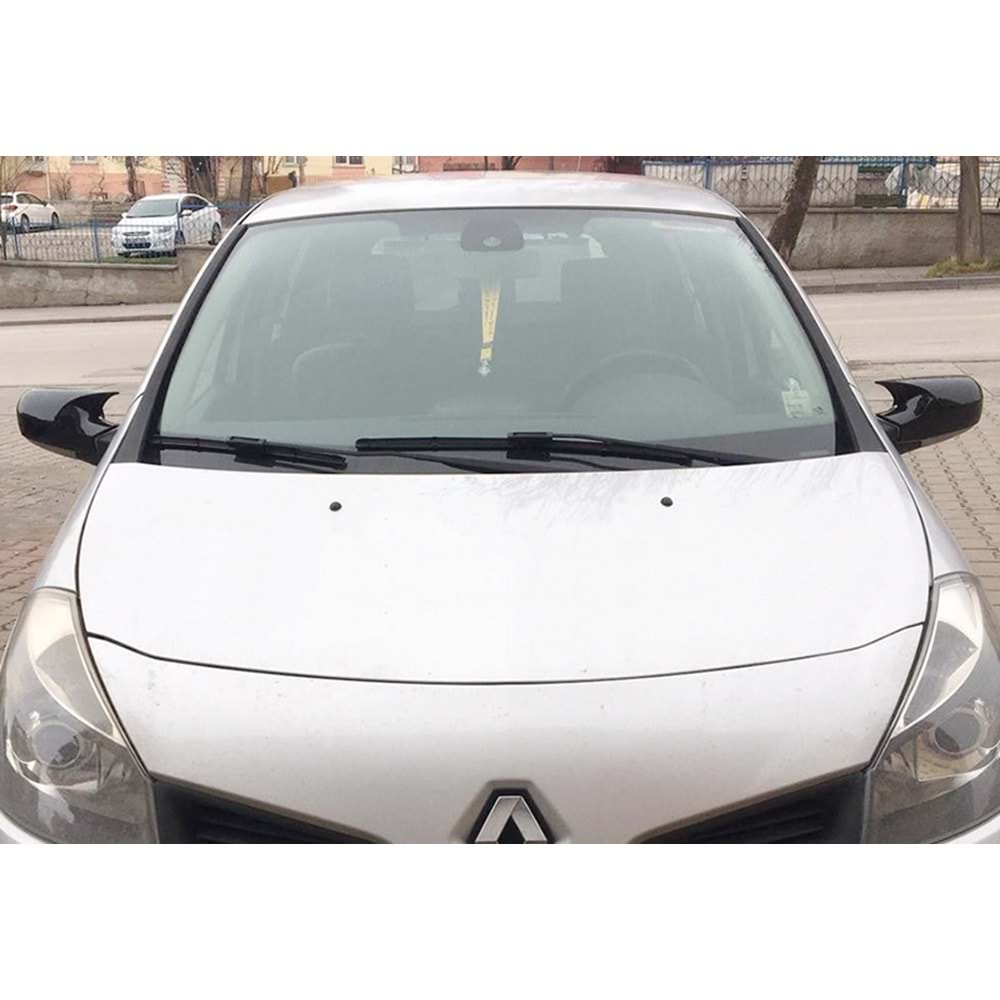 Renault Clio 3 2005+ - Ayna Kapağı Batman V1 Stil Yapıştırma , Piano Black ABS Set