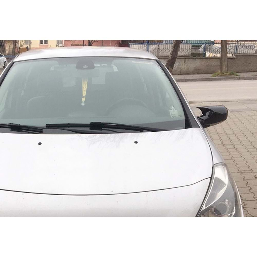 Renault Clio 3 2005+ - Ayna Kapağı Batman V1 Stil Yapıştırma , Piano Black ABS Set