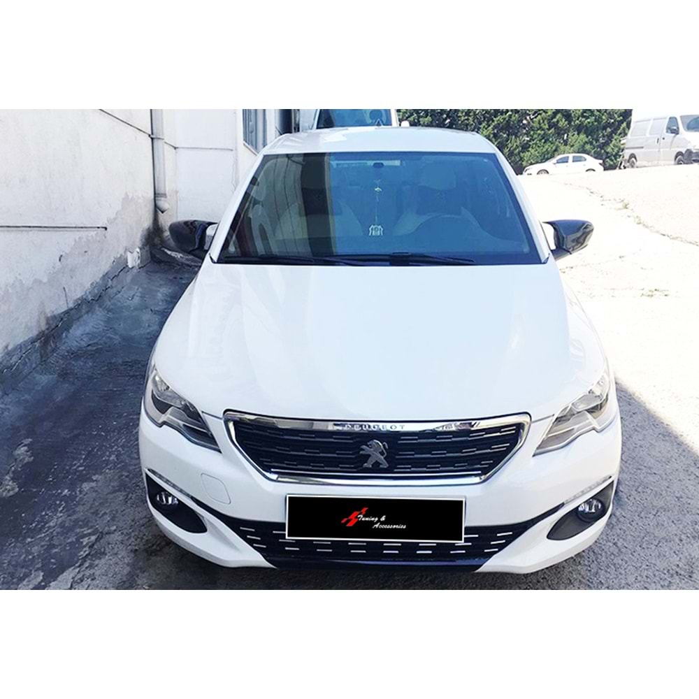 Peugeot 301 2013+ - Ayna Kapağı Batman V1 Stil Yapıştırma , Piano Black ABS Set