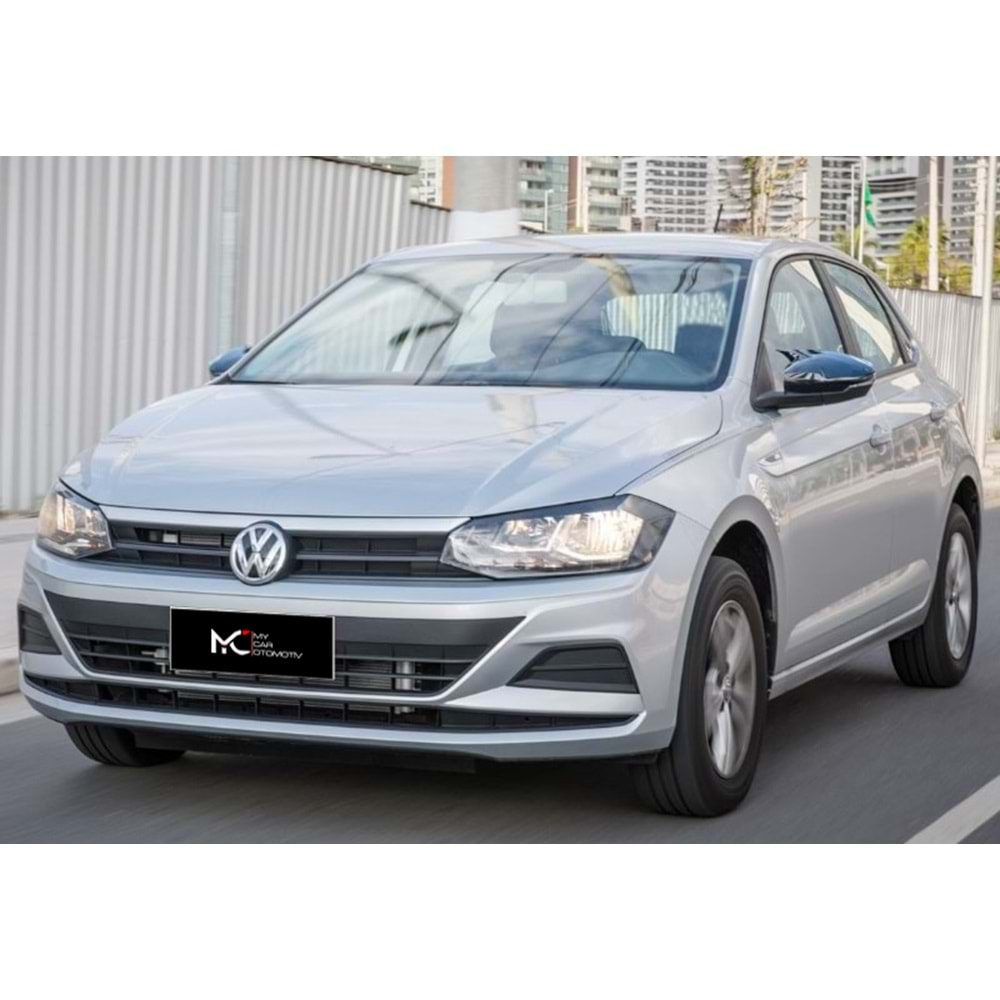 VW Polo Mk6 2018+ - Ayna Kapağı Batman V1 Stil Yapıştırma, Piano Black Ürün Yüzeyi ABS Set