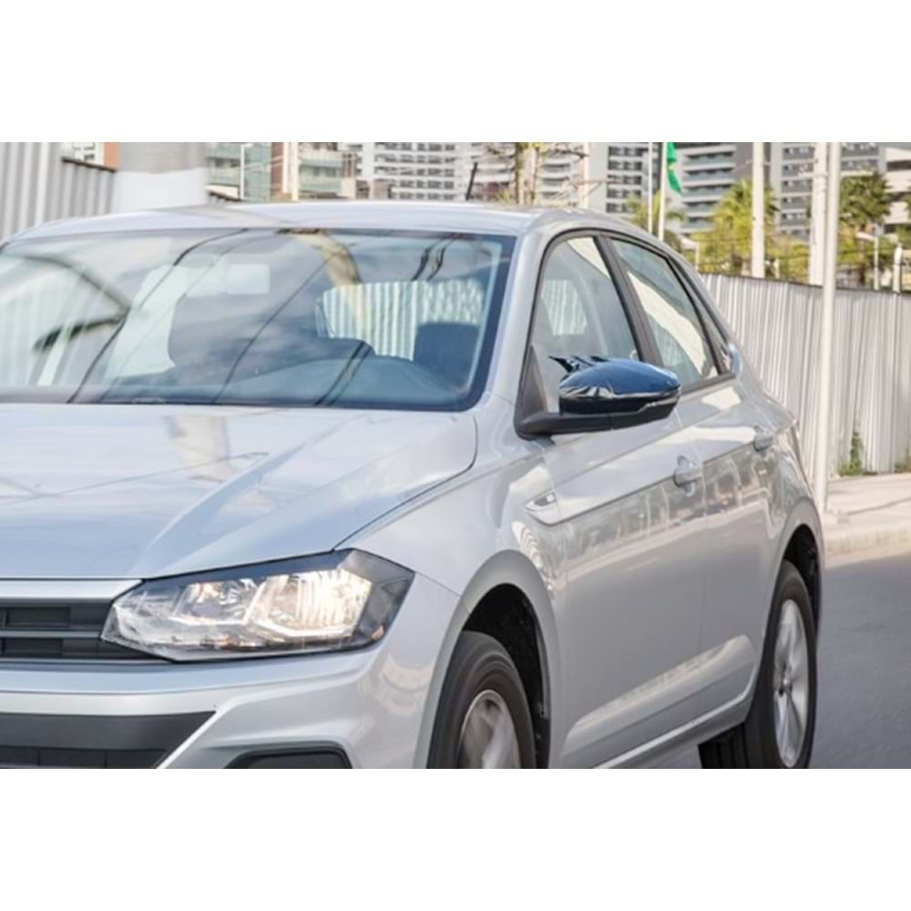 VW Polo Mk6 2018+ - Ayna Kapağı Batman V1 Stil Yapıştırma, Piano Black Ürün Yüzeyi ABS Set