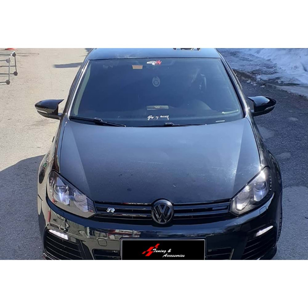 VW Golf Mk6 2008+ - Ayna Kapağı Batman V1 Stil Yapıştırma, Piano Black Ürün Yüzeyi, ABS, Set