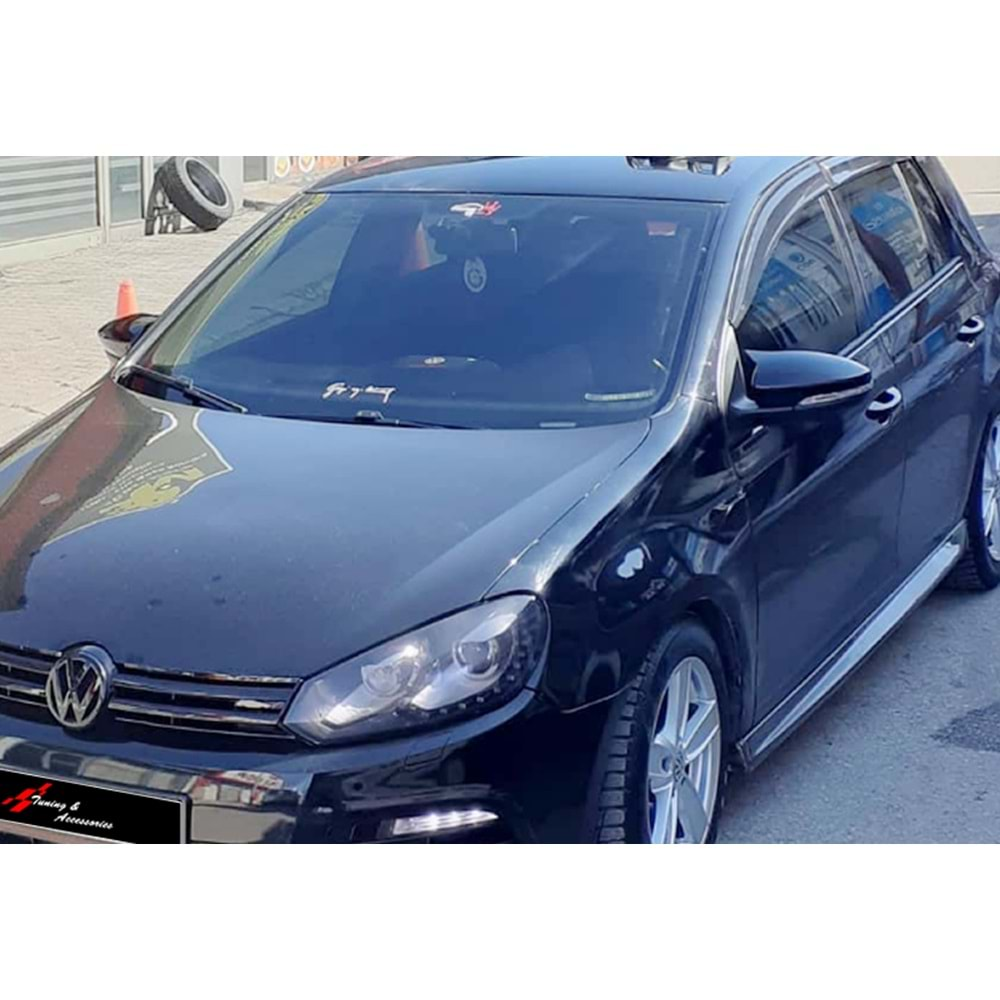 VW Golf Mk6 2008+ - Ayna Kapağı Batman V1 Stil Yapıştırma, Piano Black Ürün Yüzeyi, ABS, Set