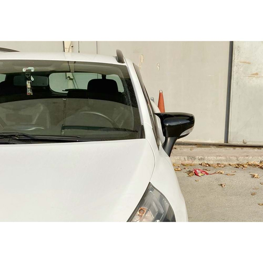 Renault Clio 4 2012+ - Ayna Kapağı Batman V1 Stil Yapıştırma, Piano Black Ürün Yüzeyi ABS Set