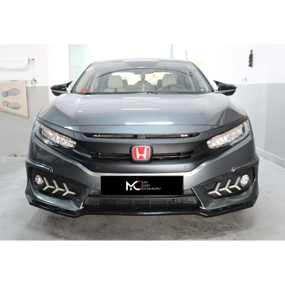 Honda Civic FC5 2016+ - Ayna Kapağı Batman V1 Stil Yapıştırma , Piano Black ABS Set