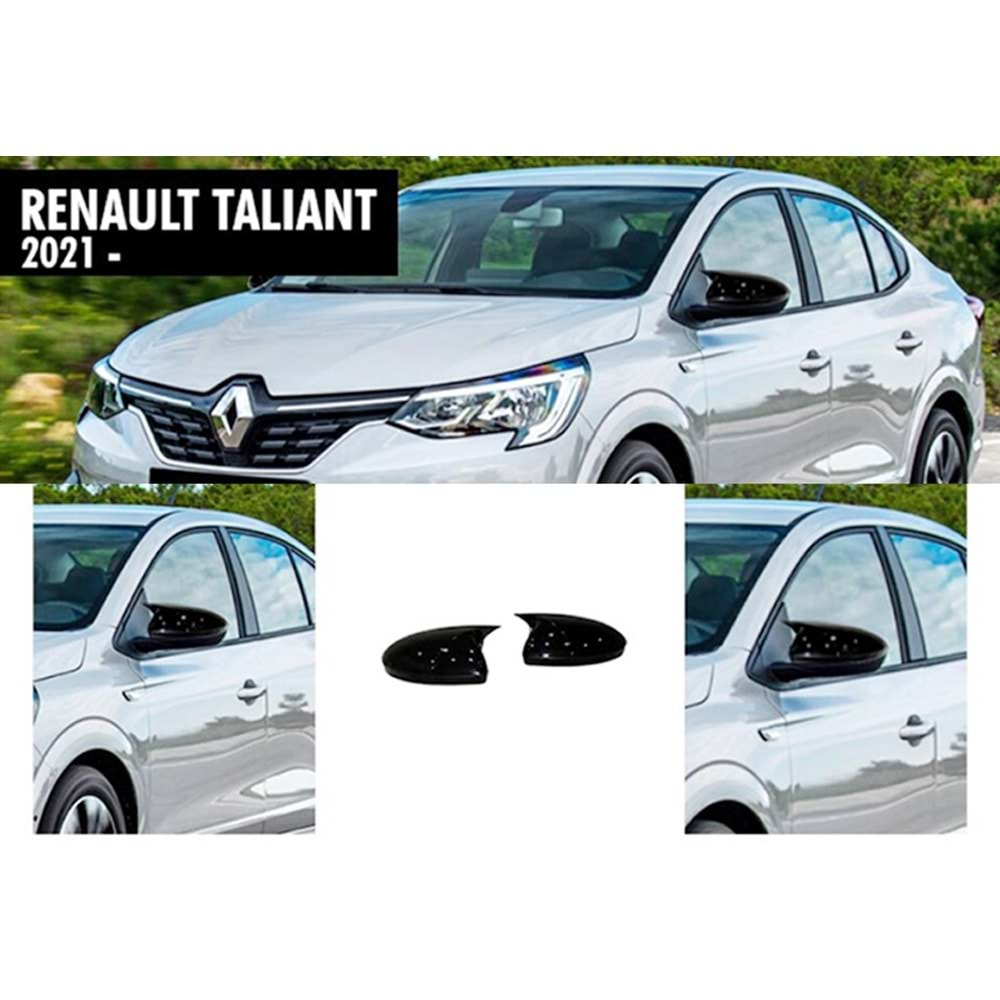 Renault Taliant 2021+ - Ayna Kapağı Batman V1 Stil Yapıştırma , Piano Black ABS Set