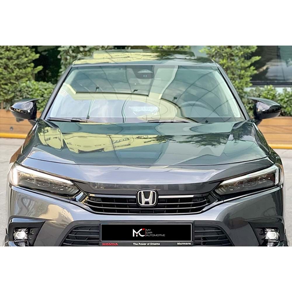 Honda Civic FE 2021+ - Ayna Kapağı Batman V1 Stil Yapıştırma , Piano Black ABS Set