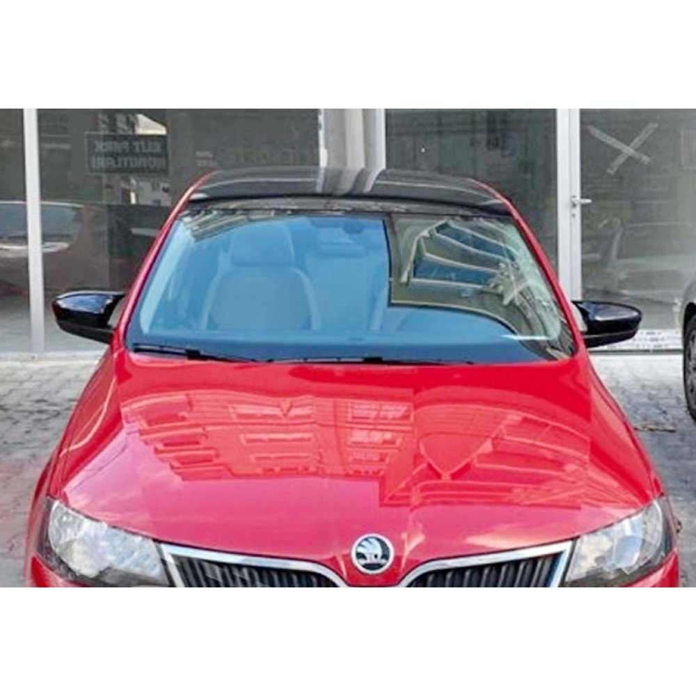 Skoda Fabia Mk3 2015+ - Ayna Kapağı Batman V1 Stil Yapıştırma , Piano Black ABS Set