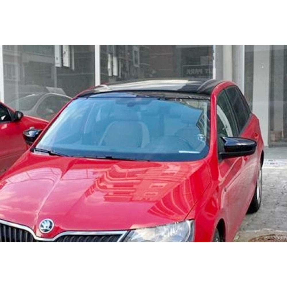 Skoda Fabia Mk3 2015+ - Ayna Kapağı Batman V1 Stil Yapıştırma , Piano Black ABS Set