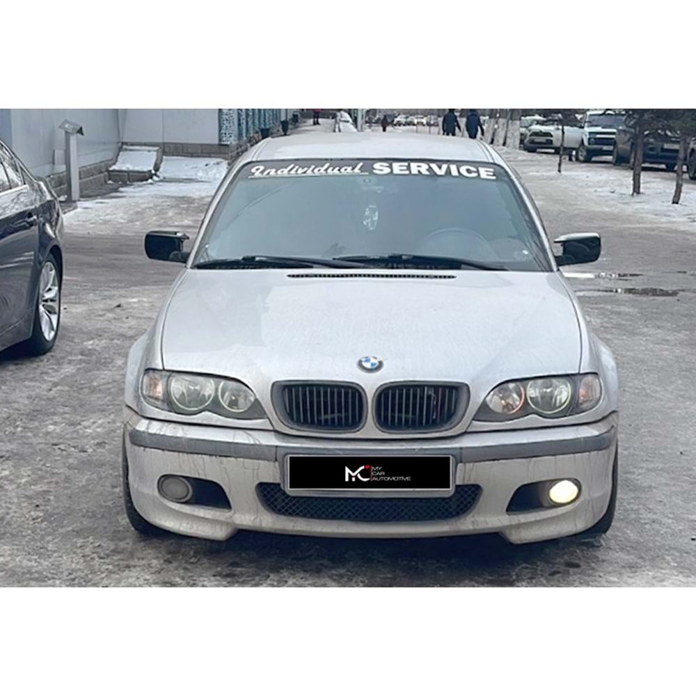 BMW E46 1997+ - Ayna Kapağı A Pls+ Batman V2 Stil Yapıştırma, Piano Black Boyalı ABS Set