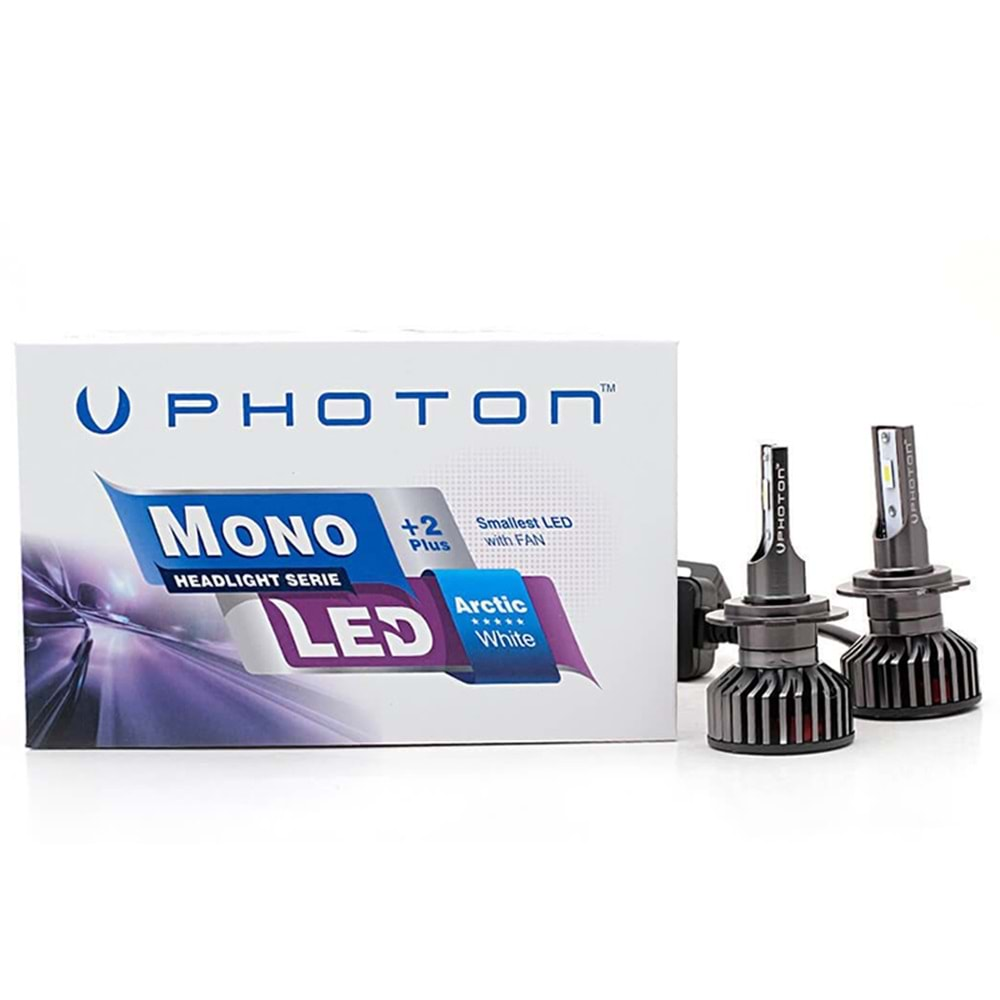 W.Photon - Mono H7 2+ Plus Led Xenon Ampul 6000K, Beyaz Fanlı Set