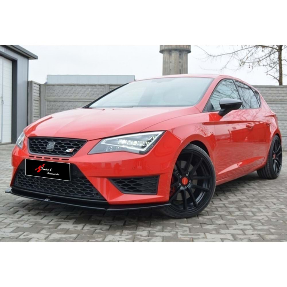 Seat Leon Mk3 2012+ - Ön Lip Max Cupra FR V1 Stil, Piano Black Ürün Yüzeyi, Vkm.