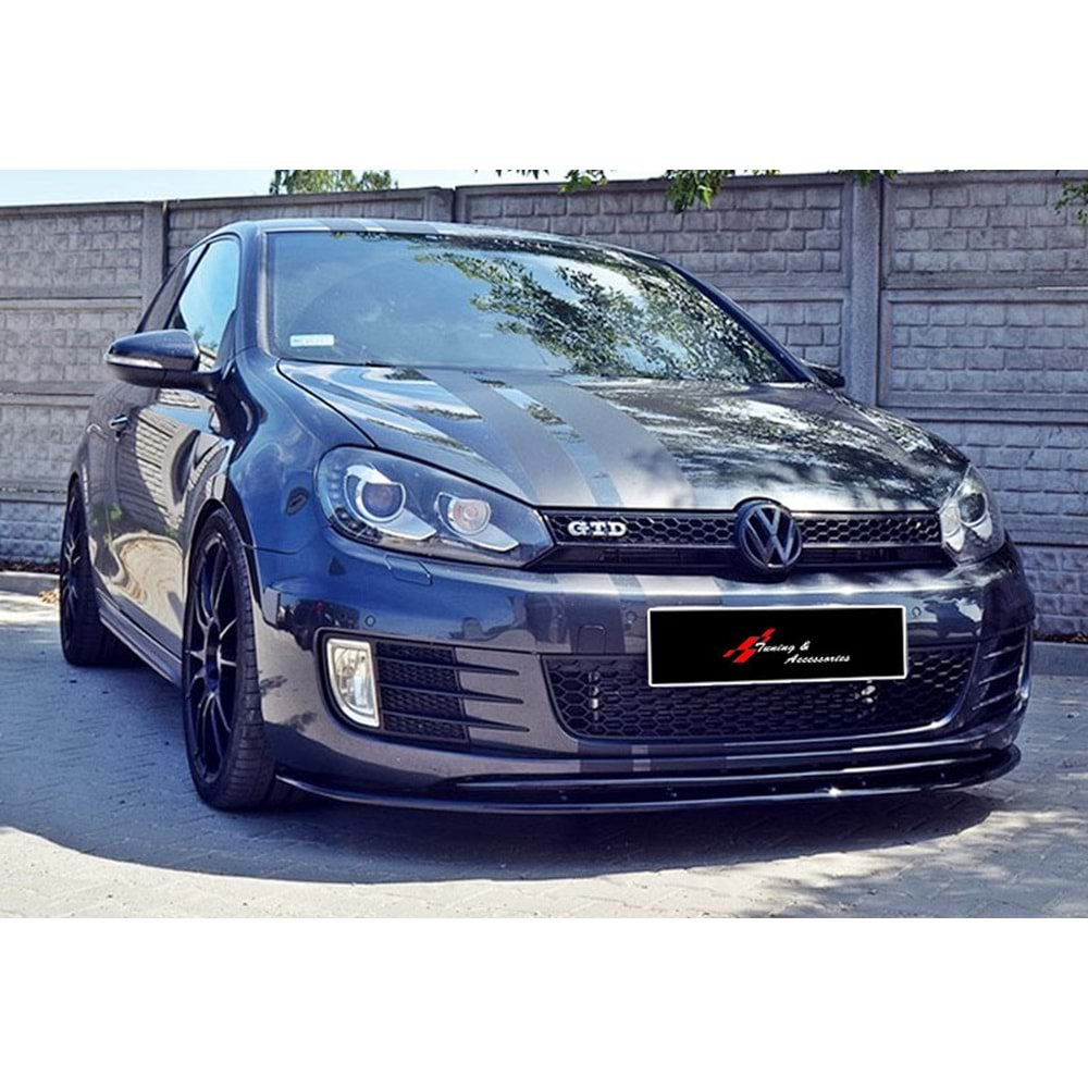 VW Golf Mk6 2008+ - Ön Lip GTI V2 Max Design, Piano Black Ürün Yüzeyi, Vkm.