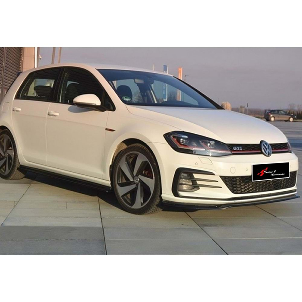 VW Golf Mk7 FL 2017+ - Ön Lip GTI V2 Max Design, Piano Black Ürün Yüzeyi, Vkm.