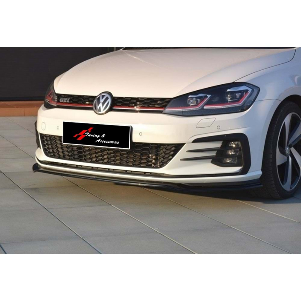 VW Golf Mk7 FL 2017+ - Tampon Lipi/Ön GTI V2 Max Design, Piano Black Ürün Yüzeyi, Vkm.