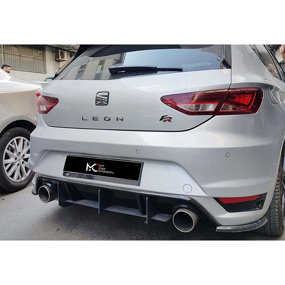 Seat Leon Mk3 2012+ - Difüzör Splitter Aero Max Design CNC 3W., Mat Siyah Vkm.