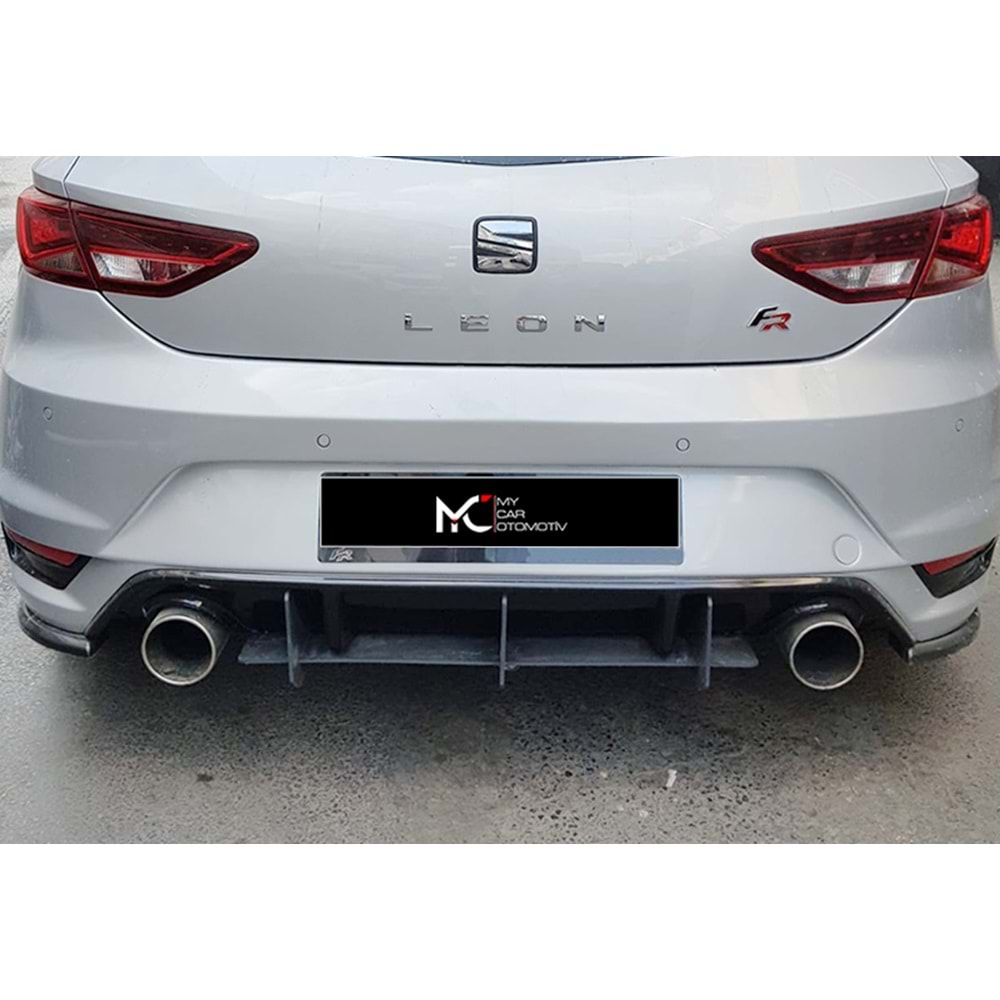 Seat Leon Mk3 2012+ - Difüzör Splitter Aero Max Design CNC 3W., Mat Siyah Vkm.