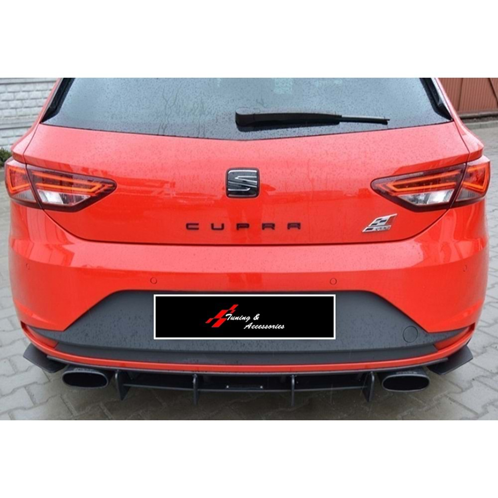 Seat Leon Mk3 2012+ - Difüzör Splitter FR Max Design CNC 3W, Mat Siyah Vkm.