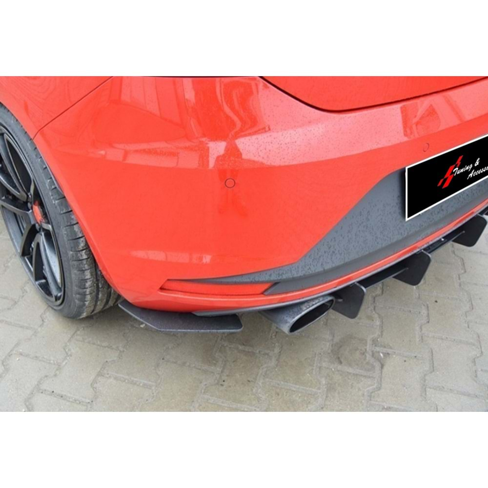 Seat Leon Mk3 2012+ - Difüzör Splitter FR Max Design CNC 3W, Mat Siyah Vkm.