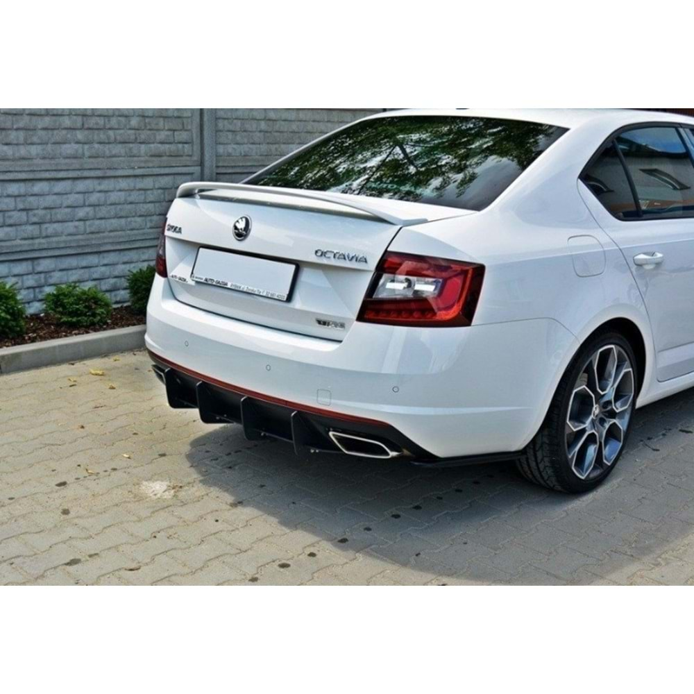 Skoda Octavia Mk3 RS 2013+ - Difüzör VRS Max Design CNC, Mat Siyah Vkm.