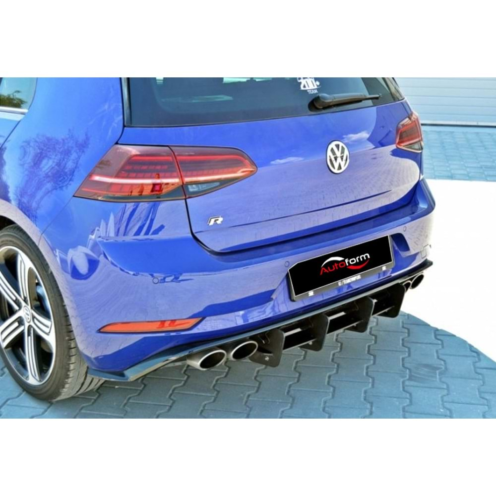 VW Golf Mk7 FL 2017+ - Difüzör Splitter R Max Design CNC 4W, Mat Siyah Vkm.