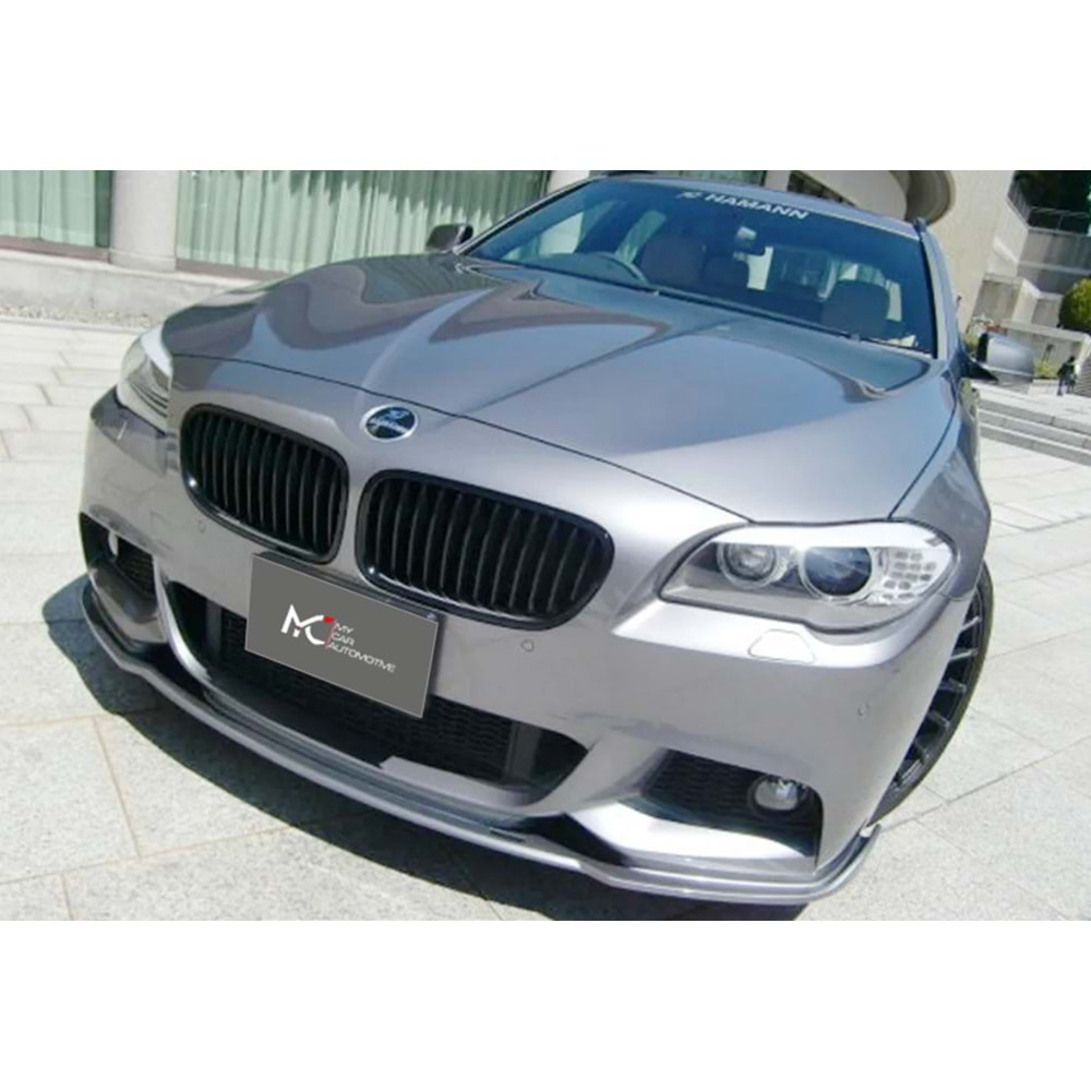 BMW F10 2010+ - Ön Lip Hamann A Plus+ M Sport V1 Stil Kanatlı, Piano Black Parlak Yüzey Vkm.