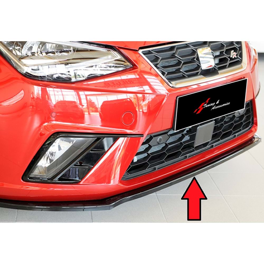 Seat Ibiza Mk5 2017+ - Tampon Lipi/Ön Rieger V1 Stil, Std. Tmpn., Piano Black Ürün Yüzeyi, Vkm.