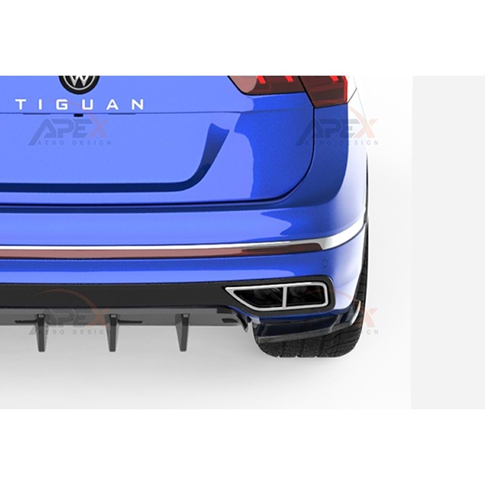 VW Tiguan Mk2 FL 2020+ - Flap/Arka Yan, A Plus R/R Line V1 Stil, Piano Black Parlak Ürün Yüzeyi, Vakum, Set