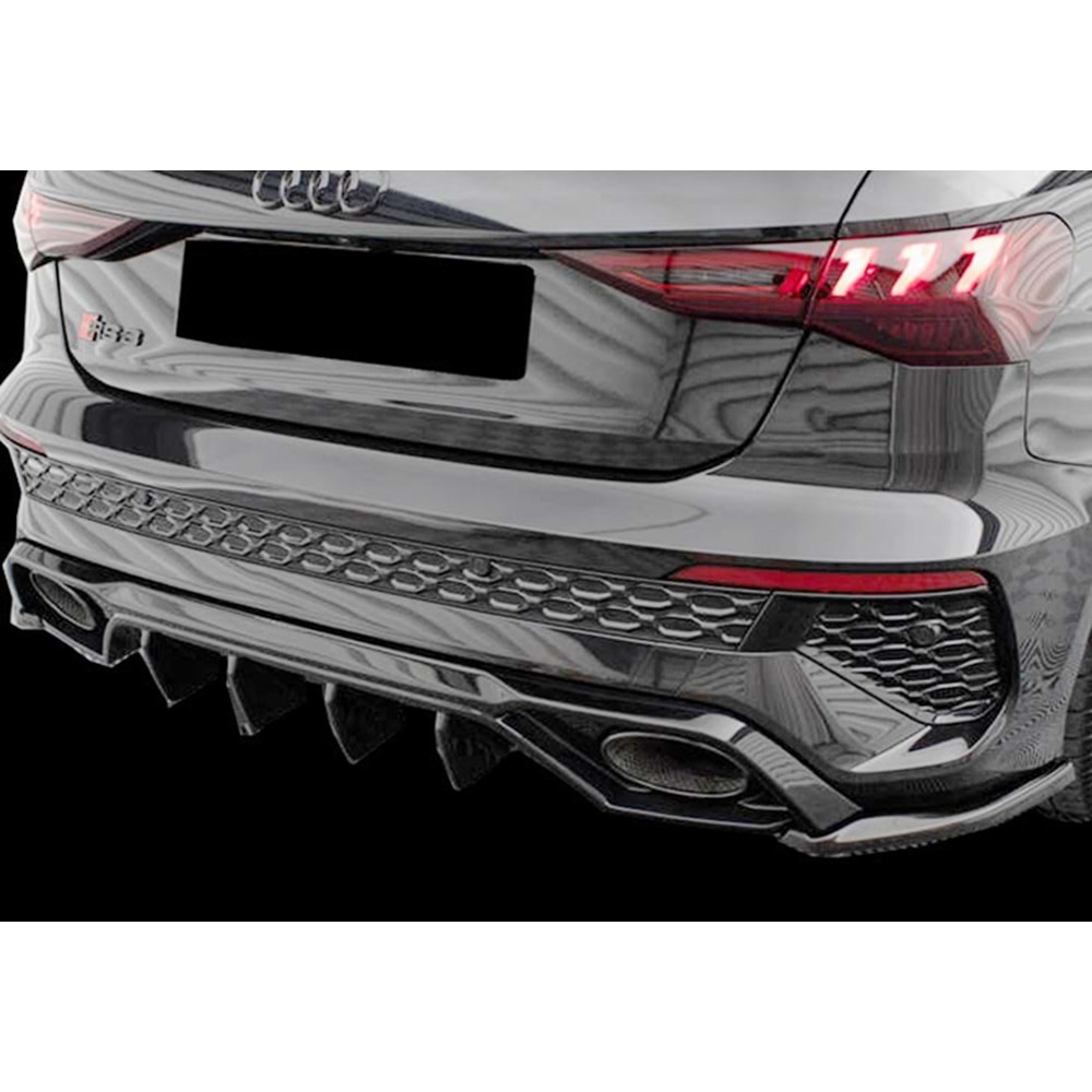 Audi A3 RS3 8Y SB 2020+ - Flap/Arka Yan A Plus RS3 V1 Stil, Piano Black Parlak Ürün Yüzeyi, Vkm., Set