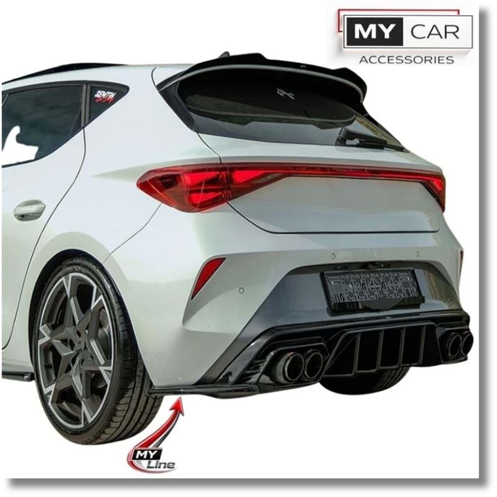 Seat Cupra Leon Mk1 2020+ - Tampon Flap/Arka, A Plus M Pack V1 Stil, Piano Black Parlak Ürün Yüzeyi, Vakum