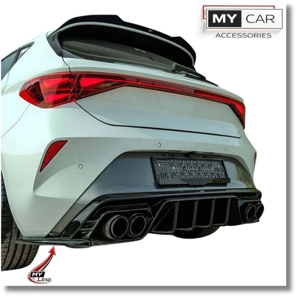 Seat Cupra Leon Mk1 2020+ - Tampon Flap/Arka, A Plus M Pack V1 Stil, Piano Black Parlak Ürün Yüzeyi, Vakum