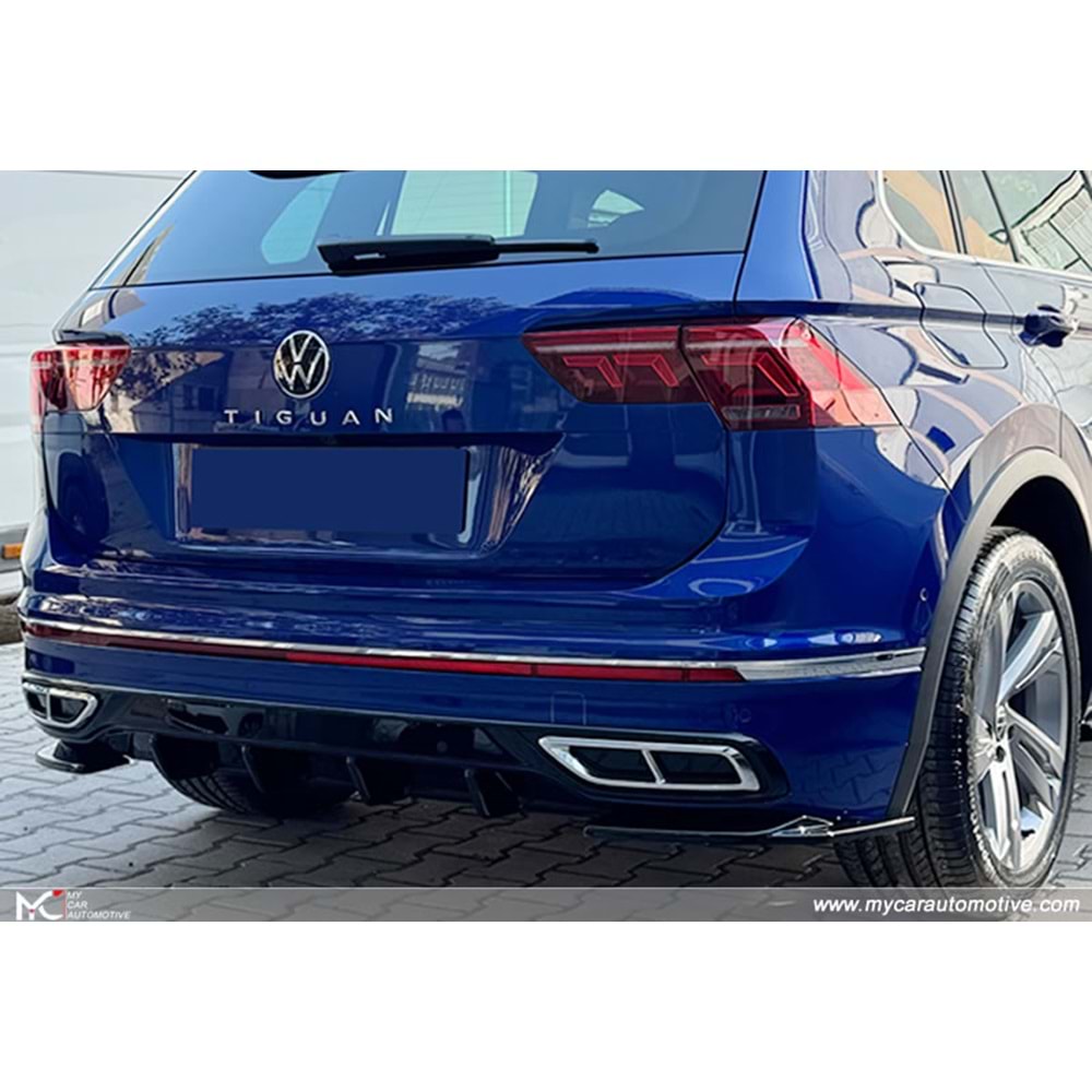 VW Tiguan Mk2 FL 2020+ - Tampon Flap/Arka Yan, A Plus R/R Line V1 Stil, Piano Black Parlak Ürün Yüzeyi, Vakum, Set